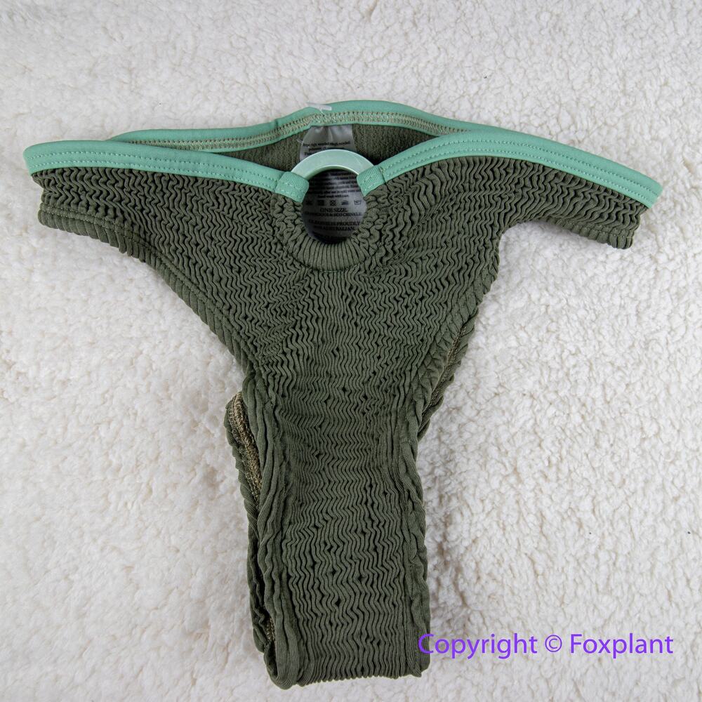 New! Cleonie free people green orheus crinkle colorblock bikini bottoms one size